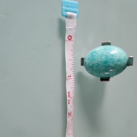 Sterling silver amazonite white sapphire statement ring, size 7, preloved - Picture 4 of 8